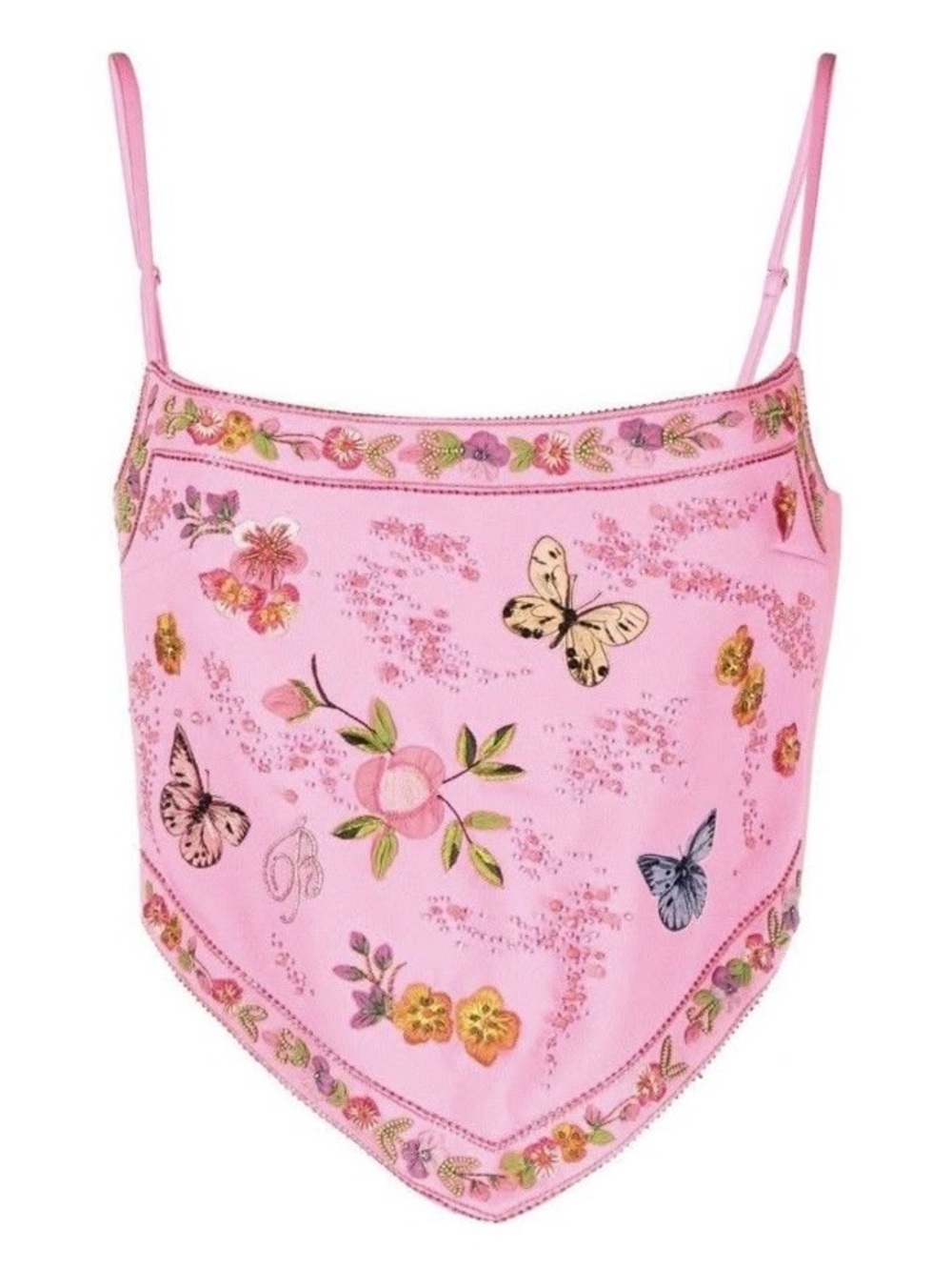 Blumarine  Embroidered Top In Fuxia Fluo Coquette Feminine Festival Barbiecore